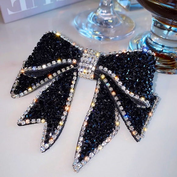Black Bowknot Crystal Rhinestone Hair clip - Picture 2 of 6